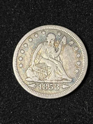 1853 seated liberty quarter arrows rays Vf Details