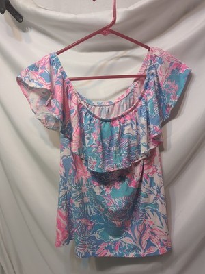 Lily Pulitzer Colorful Ruffle Shirt Size Small