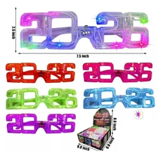 Lot of 12 pcs 2026 New Year Flashing Party Glasses 2026 Graduation glasses 14