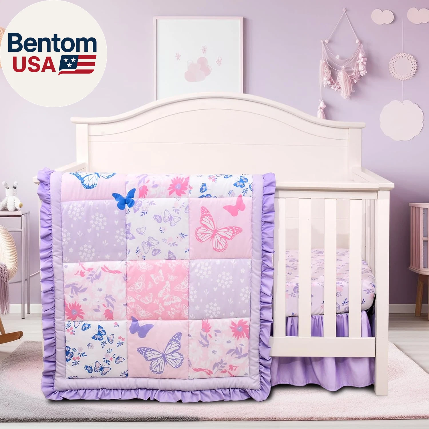 Crib Bedding Set for Girls, 3 Pieces Floral Butterfly Baby Bedding Set -Includes
Opens in a new wind