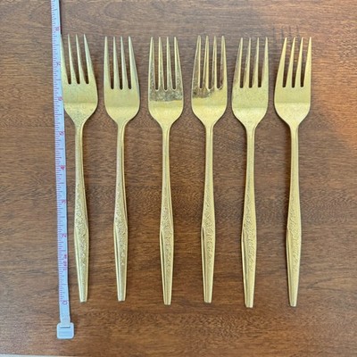 Vtg JH Golden Bouquet Flatware Silverware Dining Utensils Set of 6 Dinner Forks