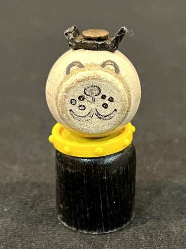 Vintage Original Fisher Price Little People Black & White Dog Wooden Base & Head