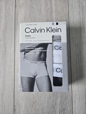 Lot 3 Boxers Calvin Klein "Icon" Gris/Blanc/Noir - Taille M - NEUF - Photo 1/4