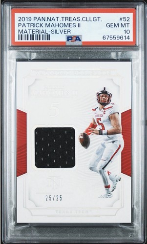 2019 Pan.nat.treas.cllgt. Patrick Mahomes PLAYER WORN Material-silver 25/25#52
