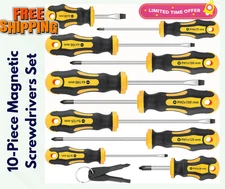 Amartisan 10-Piece Magnetic Screwdrivers Set, 5 Phillips and 5 Slotted Tips Prof