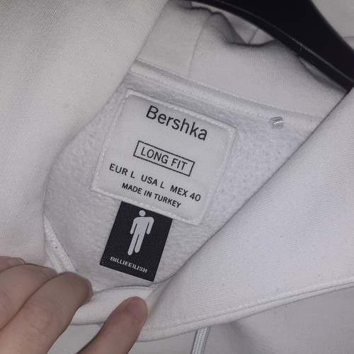 Billie Eilish Bershka Sudadera con Capucha Grande Calce Largo Spellout Gran Tamaño 27 pulgadas Pit2Pit - Imagen 4 de 9