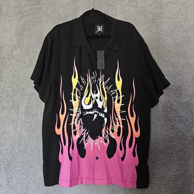 Ed Hardy Men's Short Sleeve Shirt Fire Flares Colorful Size 2XL NWT!!! 