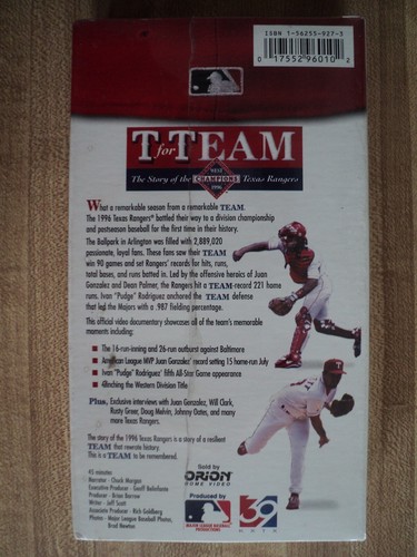 T for TEAM Story of the 1996 Texas Rangers West Champions (VHS) still SEALED - Picture 2 of 2