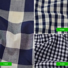 Polycotton Fabric Gingham Check Material Dress Craft Uniform Checked 1" 1/4" 1/8