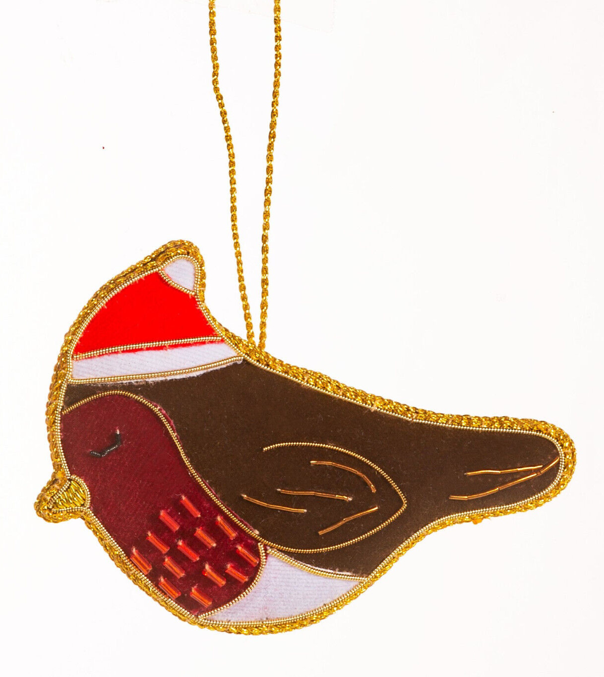 Sass & Belle Robin Bird Zari Embroidery Christmas Tree Hanging Decoration Xmas