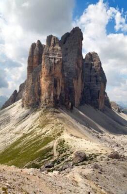 Wandbild: Blick auf Drei Zinnen oder Tre Cime di Lavaredo mit schöner [...]