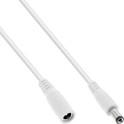 InLine  DC Verlängerungskabel DC Stecker / Buchse 5,5 x 2,1mm weiß 3m
