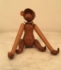 Mid Century Modern ZOO LINE Monkey Teak Wood Jointed Monkey Toy