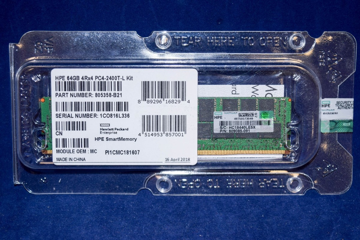 Kit RAM HPE 128 Go (2x64 Go) DDR4 2400MHz ECC LRDIMM - Serveur