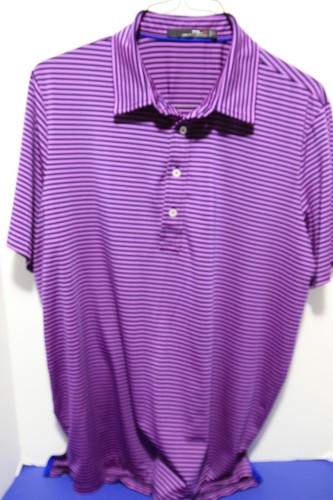 Ralph Lauren RLX Polo Shirt Mens Large Lavender/Navy Stripes Polyester/Elastane - Picture 7 of 10