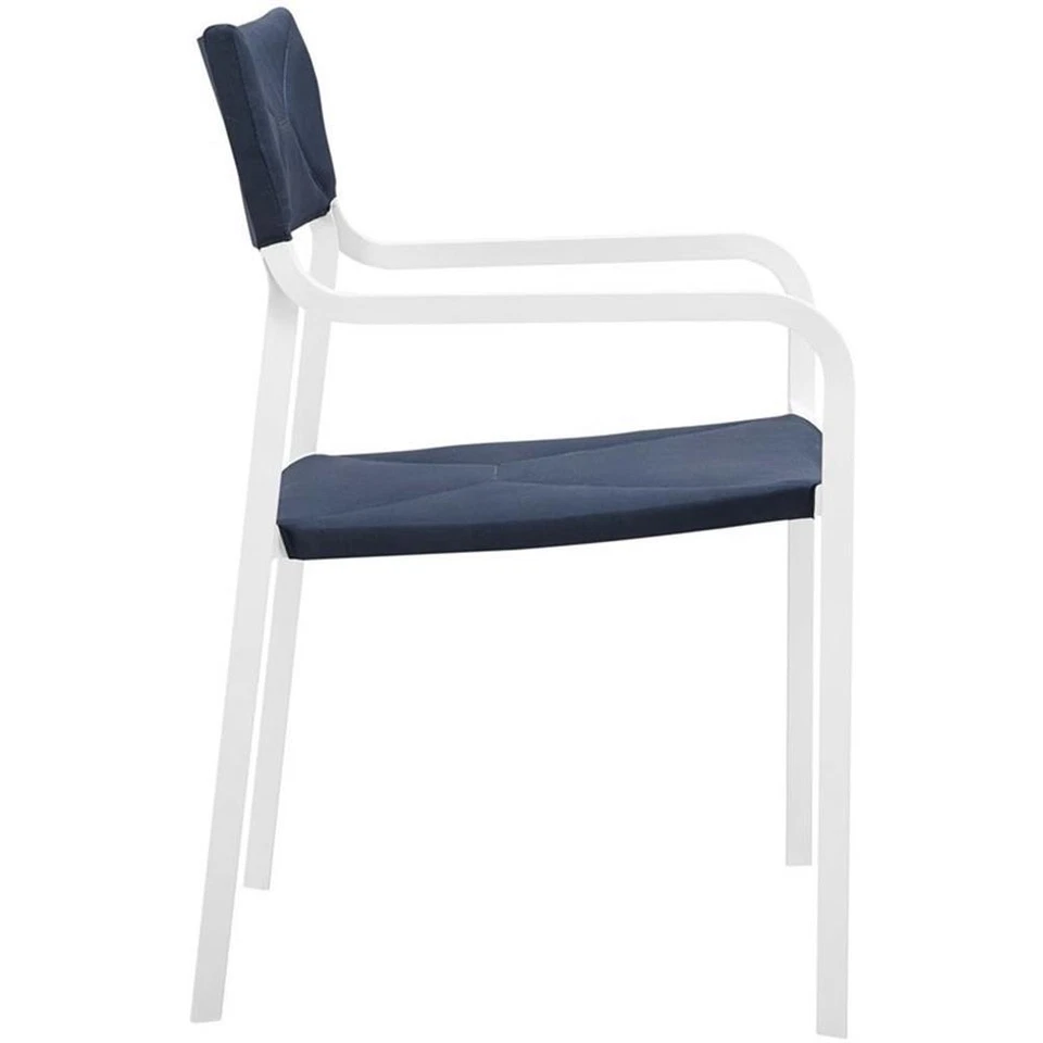 Modway Raleigh 18,5 дюйма штабелируемое уличное алюминиевое обеденное кресло белое/темно-синее - Изображение 4 из 4