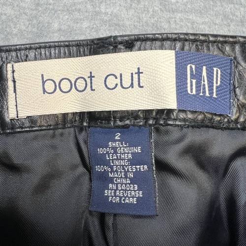 Pantalones de cuero vintage Y2K GAP para mujer 2 negros forrados bootcut motocicleta motociclista 27x29 - Imagen 10 de 18
