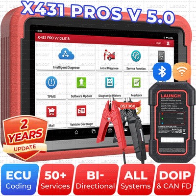 LAUNCH X431 PROS V5.0 Car OBD2 Scanner Bidirectional Diagnostic Tool Key Coding
