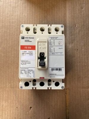 EATON CUTLER HAMMER FD FD3125 3 POLE 125 AMP 600V CIRCUIT BREAKER RED