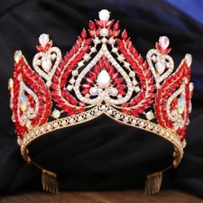 Queen of Spades, Red Crystal Crown, Gold Comb Crown, Pageant Crown, XL Size