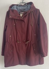 Fatface - Burgundy Waterproof Hooded Long Jacket - 14