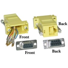 Modular Adapter Yellow DB9 Female to RJ45 Jack Part 31D1-1740YL