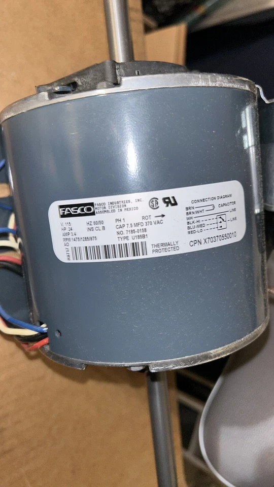 Trane Mot18965 Motor,1/4 Hp,115V,1475 Rpm,3 Speed - Image 3 of 4