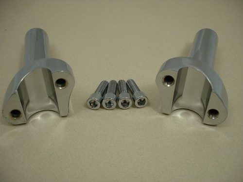 RISER SET 4 1/2" STRAIGHT RISE 1" HANDLEBAR FRONT SKIRT TOP CLAMP HARLEY CHROME - Picture 5 of 5