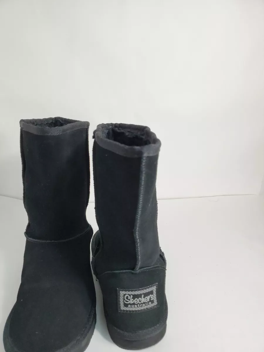 Skechers Australia Black Suede Leather Fur lining Platfoam 9