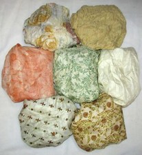 LOT PURE SILK Vintage Sari REMNANT Fabric 7 Pcs 1 ft Cream ABD5S