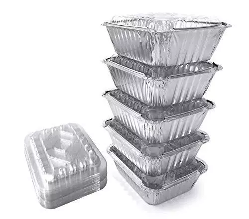 55 Pack Small 1lb Aluminum Pans With Lids / To Go Containers / Disposable Foil P