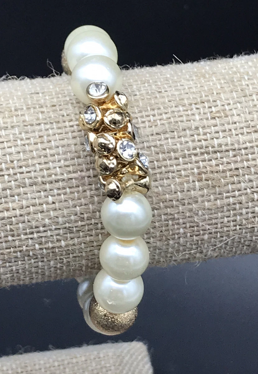 Faux pearl stretch bracelet clearance