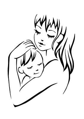 Schablone '' Mutter mit Kind... '' auf A4