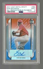 2021 Leaf Metal Draft-Red,White,Blue Rainbow-Auto-RC-Sam Bachman-#3/10-PSA MT 9