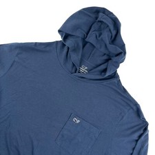 Vineyard Vines Men's Blue Lightweight Cotton Blend Hoodie Sweatshirt   SMALL