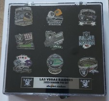 Las Vegas RAIDERS 2023 NFL RegularSEASON Official GameDay Framed 9 PIN Set MINT