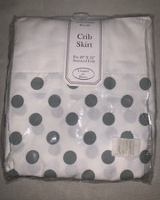 100 Cotton Crib Skirt, White with Gray Dots
