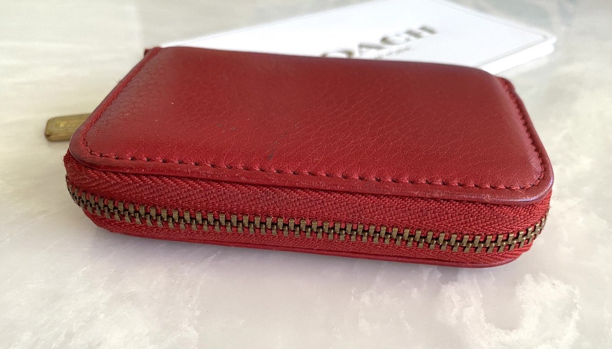 小物 OLD COACH Folding wallet leather red Vintage Coach Zoe Legacy Buckle Leather Red/Silver Bi-fold