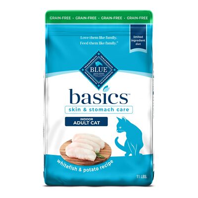 Blue Buffalo Basics Grain Free Dry Cat Food 11 lb Fish Potato Skin Care