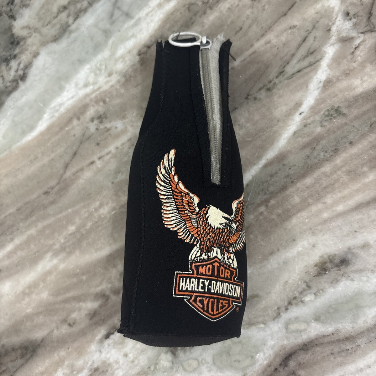 Vtg Harley Davidson Zip Up Bottle Sleeve Coozie Koozy Koozie