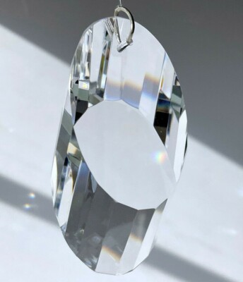 63mm Sparkly Slice Crystal Clear Fluted Prism Suncatcher 2-1/2''