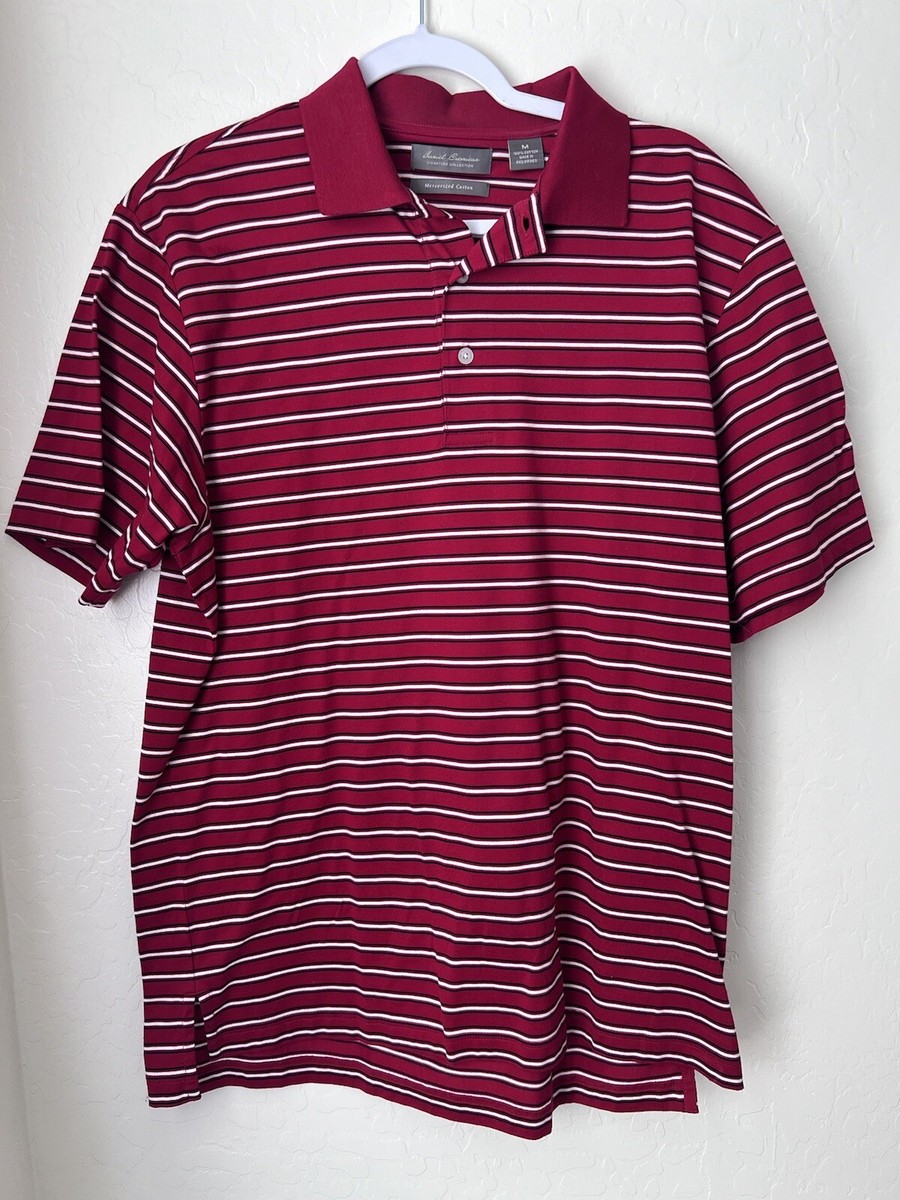 Daniel Cremieux Signature Collection Red White Striped Golf Polo Shirt  Men’s M