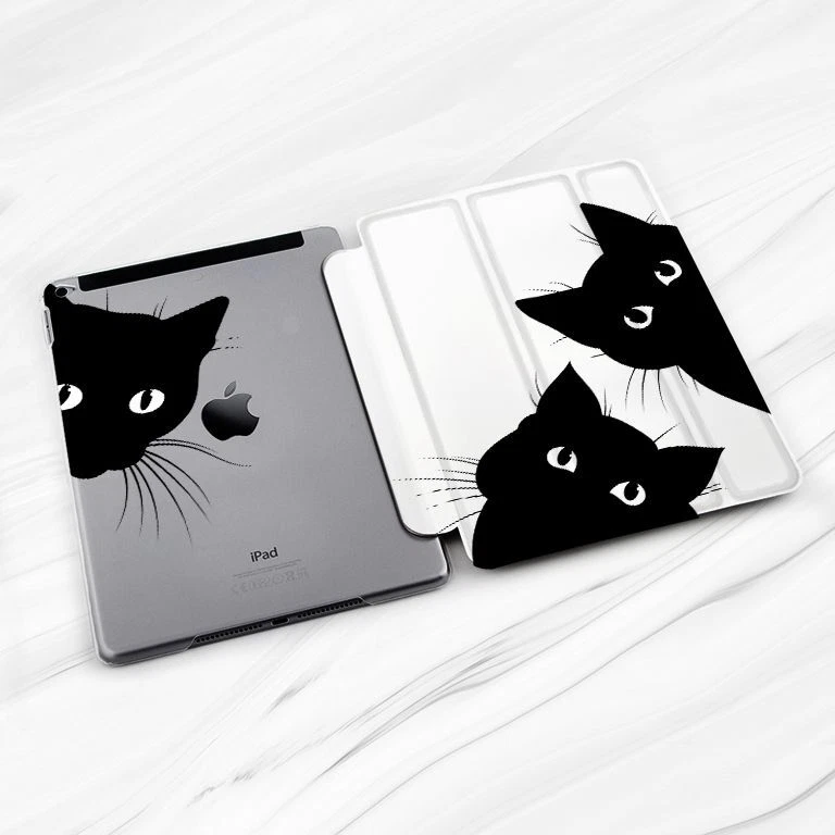 Capa fofa gatinho gato preto animal para iPad 10.2 Air 3 4 5 Pro 9.7 11 12.9 Mini - Imagem 2 de 4