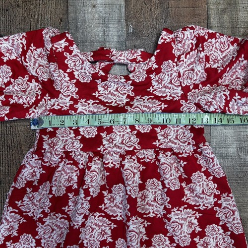 Janie and Jack Puff Sleeve Red White Floral Dress Size 7 NWT - Picture 7 of 8