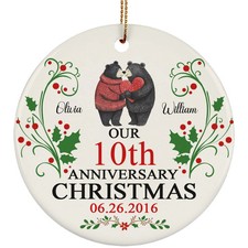 Personalized Anniversary Christmas Ornament Funny Bear Couple Love Custom Gift