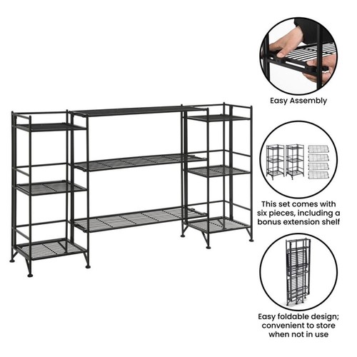 Convenience Concepts Xtra Lagerung 3-stufig Metall Klappregale in schwarz - Bild 8 von 9