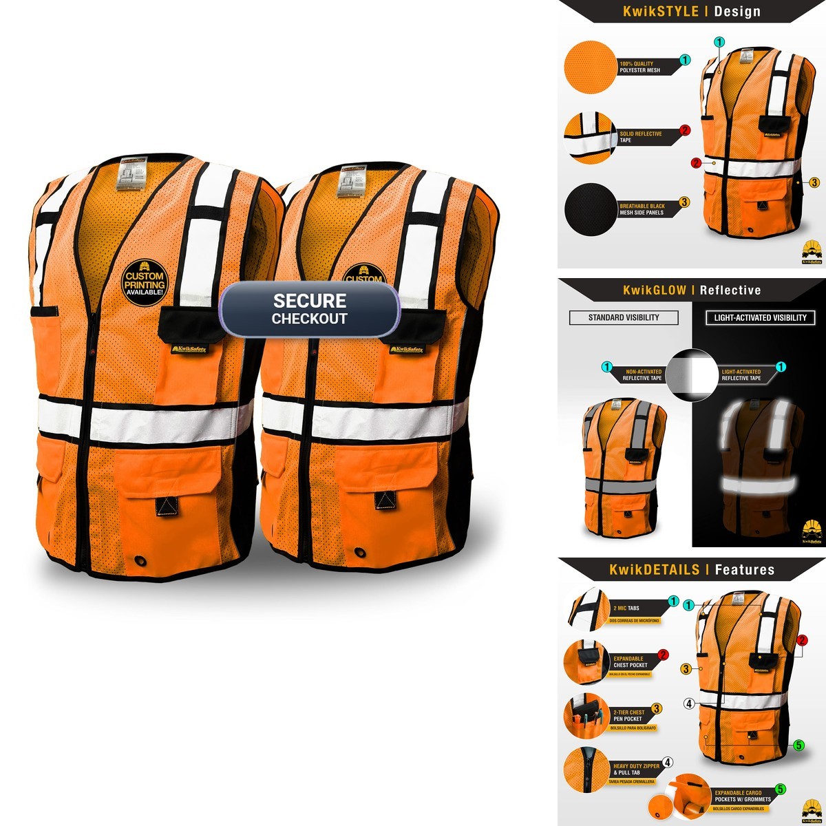 KwikSafety RoadBOSS Economy Safety Vest 2 Pack Class 2 High Visibility Orange XL