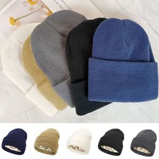 Womens Men Satin Lined Beanie Silk Lined Warm Winter Hat Knit Beanie Cap US