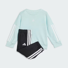 ADIDAS TUTA COMPLETA GIROCOLLO BAMBINO JW3432 ESSENTIALS 3 STRISCE VERDE NERO
