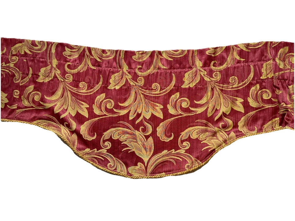 2 cenefas cortas vintage JC Penney de lujo rojas doradas tostadas bordadas Foto 4 de 4